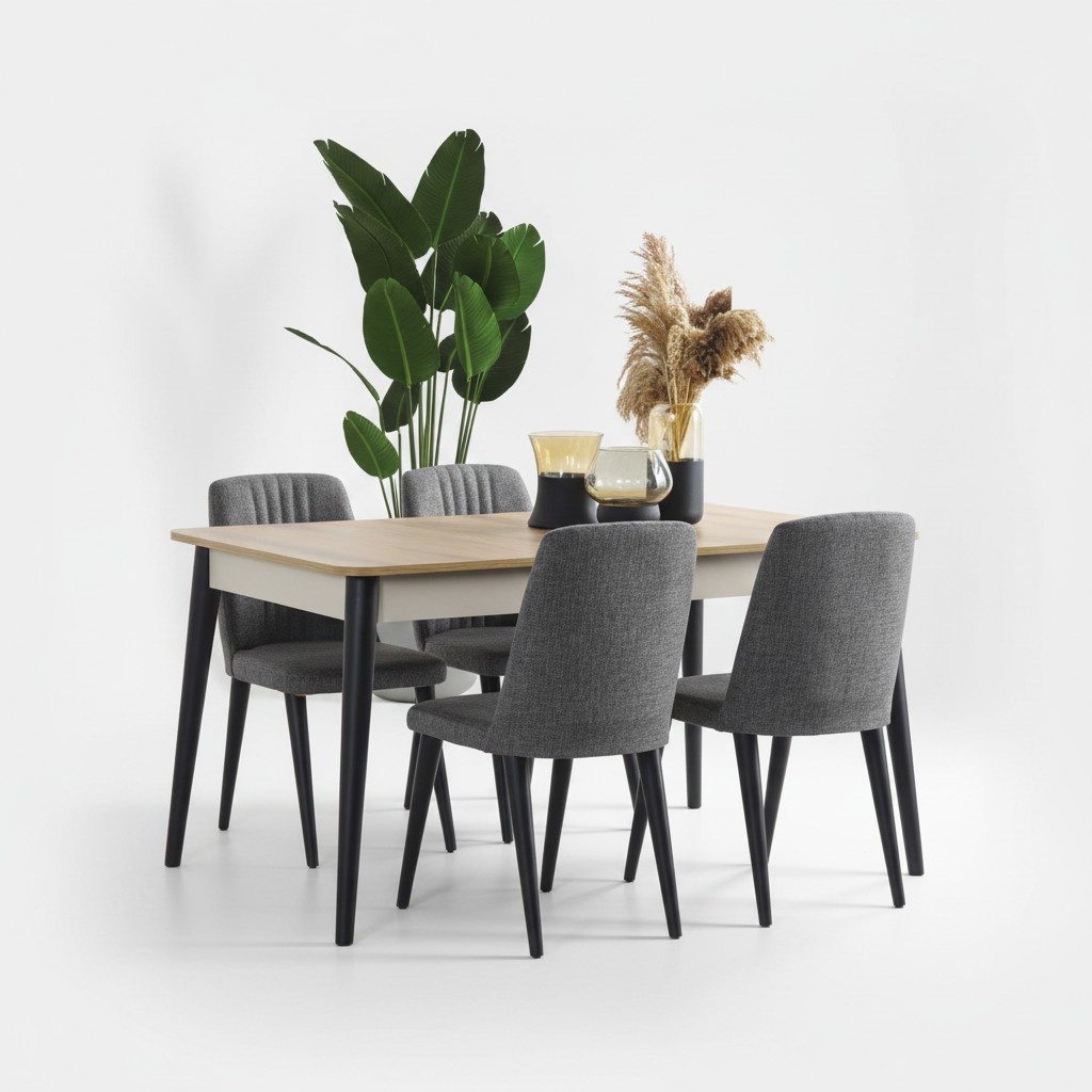 Esszimmer Set Esstisch und 4x Stühle Elegant Möbel Holz set luxuriös 5tlg