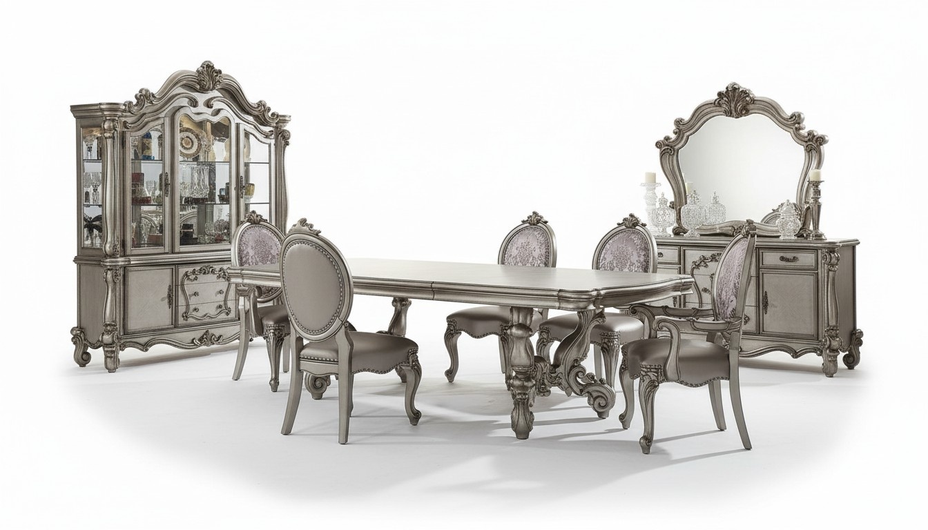 Esszimmer Set Garnitur Tisch 8x Stuhl Kommode Spiegel Barock Neu 11tlg.