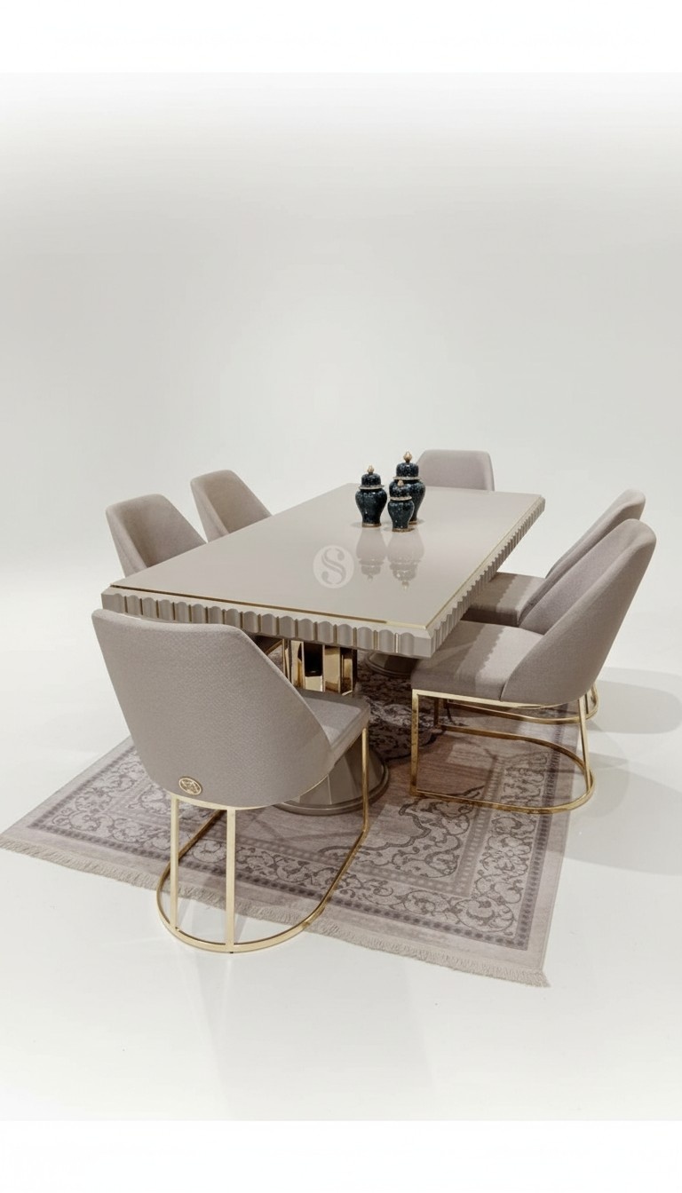 Esszimmer Set Garnitur Tisch 6x Stühle Design Modern Möbel Luxus Esstisch