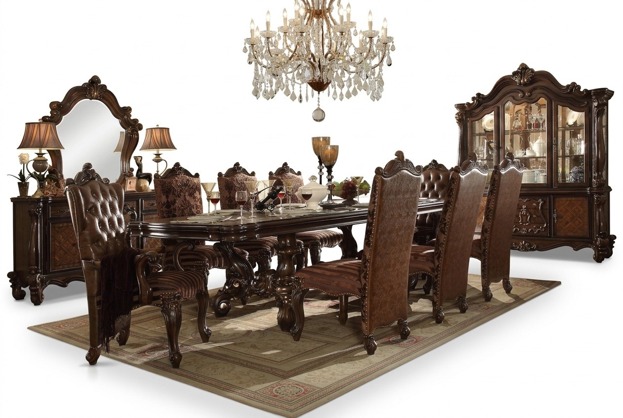 Esszimmer Set Garnitur Vitrine Tisch 8x Stuhl Kommode Spiegel Barock Neu