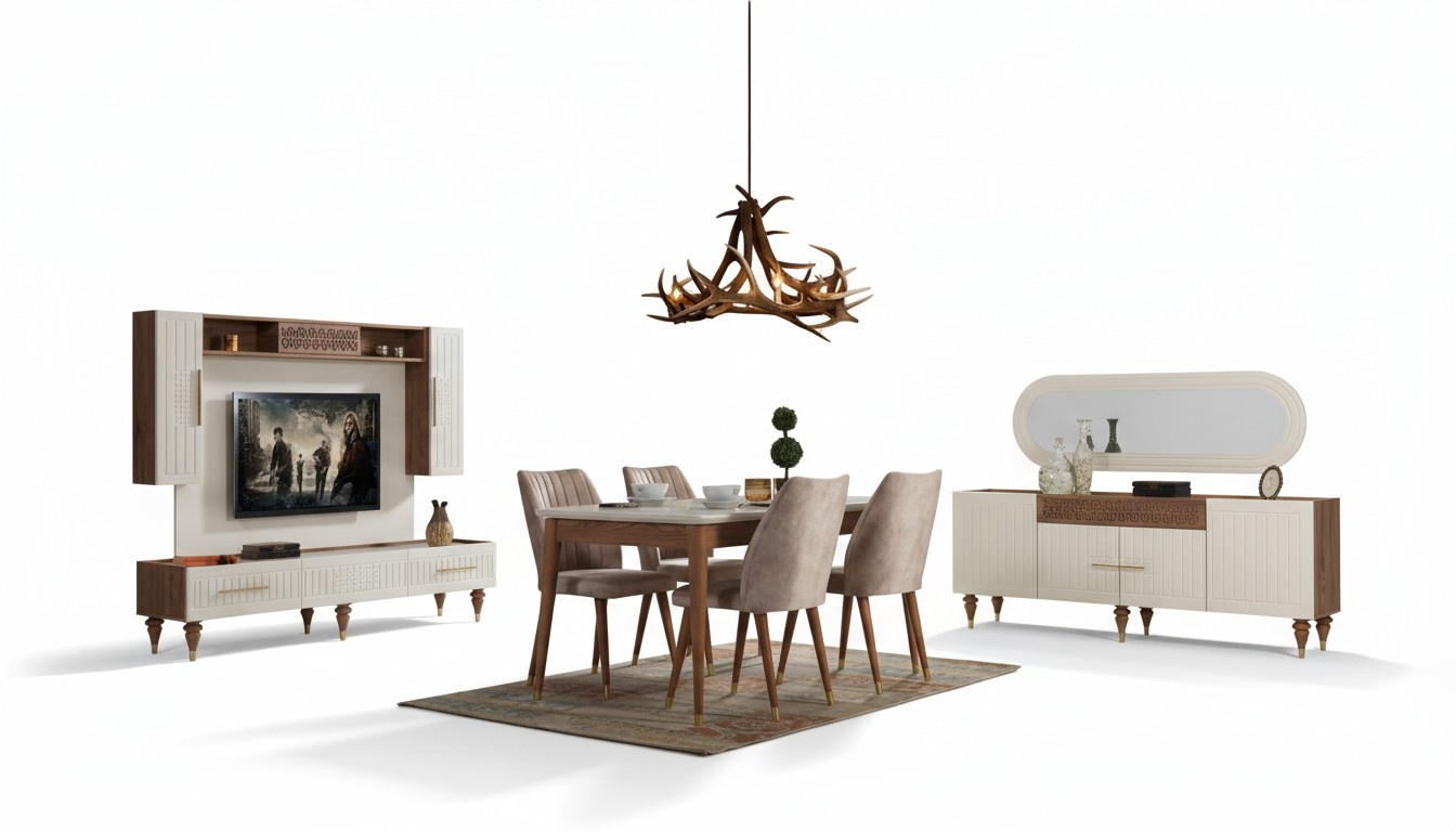 Esszimmer Set Komplett Set Tisch 4x Stühle Ess Gruppe Holz 11tlg braun