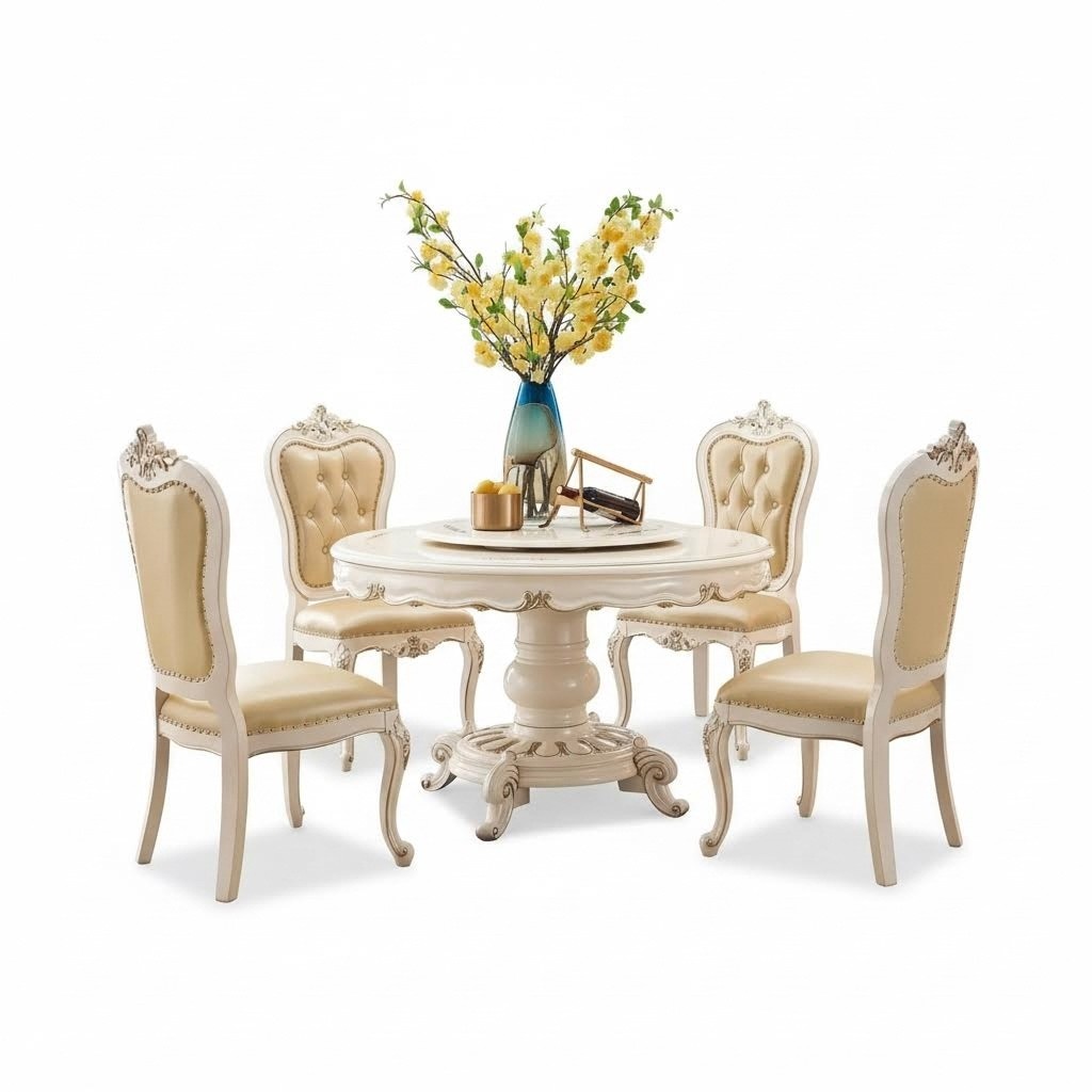 Esszimmer Set Luxus Esstisch und 4 Stühle klassische Möbel 5 Stück neu