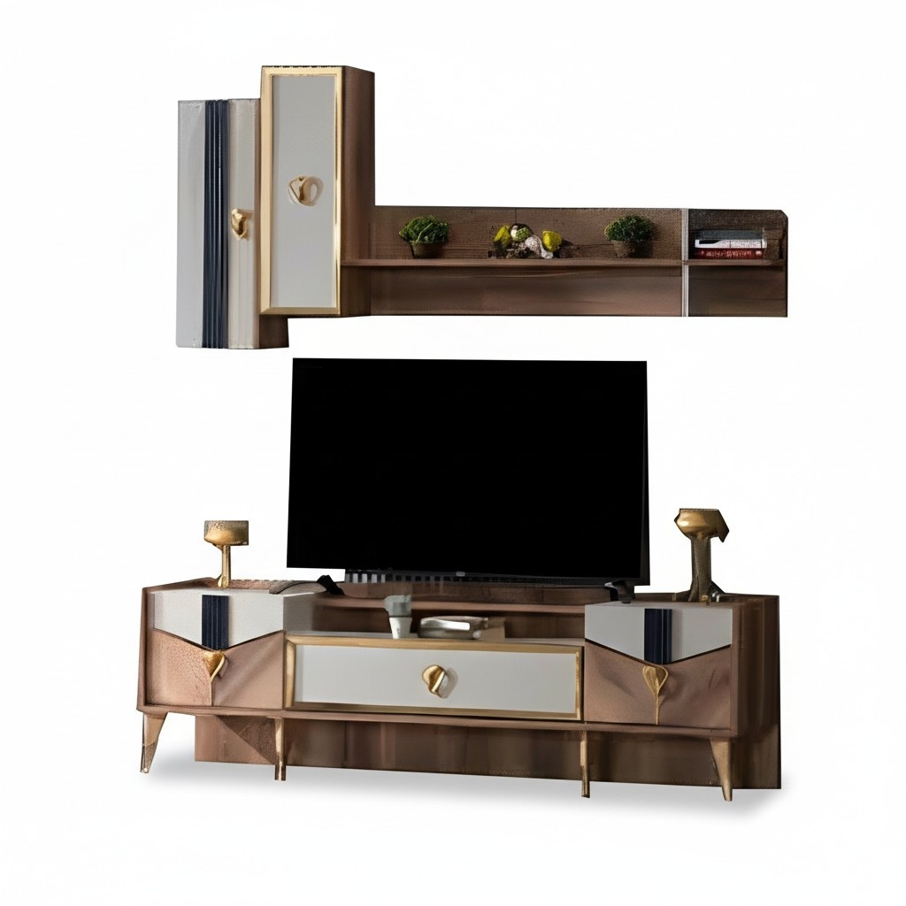 Esszimmer Set TV-Schrank + Regal 2-teilig Stauraum Holzmöbel Moderne Einrichtung