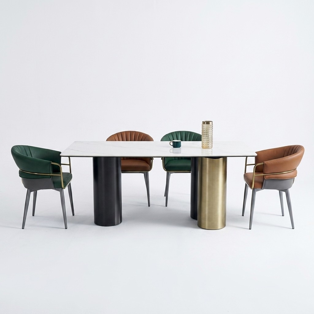 Esszimmergruppe Designer Garnitur Esstisch 4x Kunstleder Stühle 5tlg