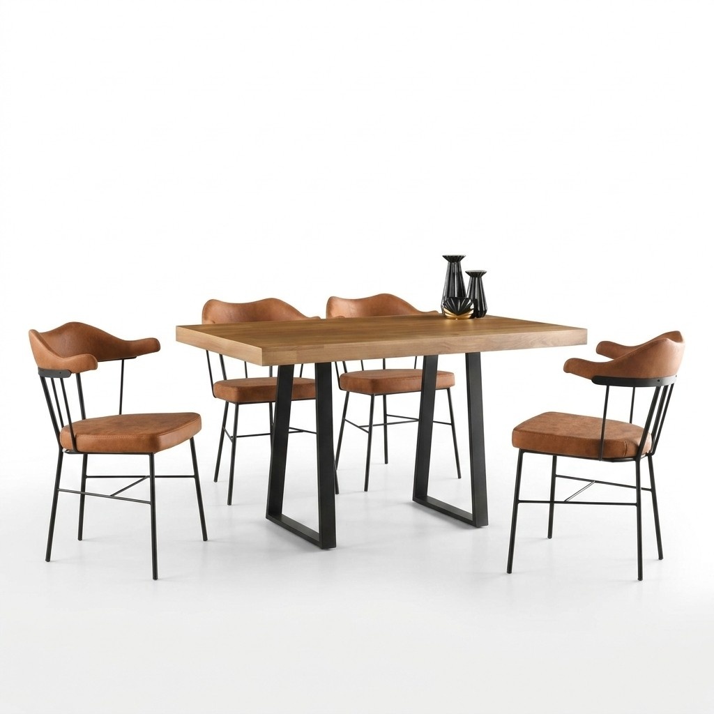 Esszimmermöbel Essgruppe Essecke Esstisch Stühle 7tlg Braun Tisch