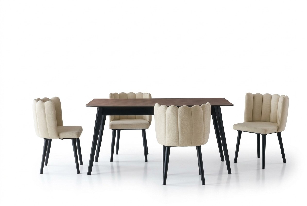 Esszimmermöbel Essgruppe Essecke Esstisch Stühle 5tlg Braun Tisch