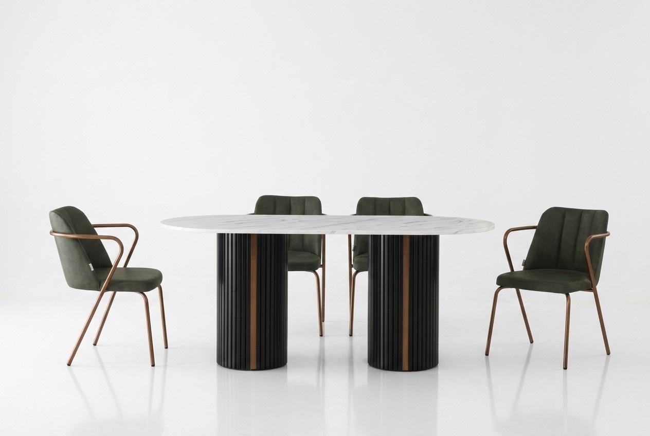 Esszimmermöbel Essgruppe Essecke Esstisch Stühle 5tlg Grün Tisch