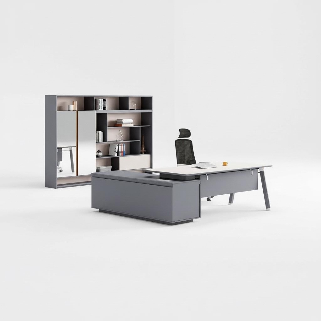 Exklusive Arbeitszimmermöbel Designer Schreibtisch Holz Büroschrank 2tlg