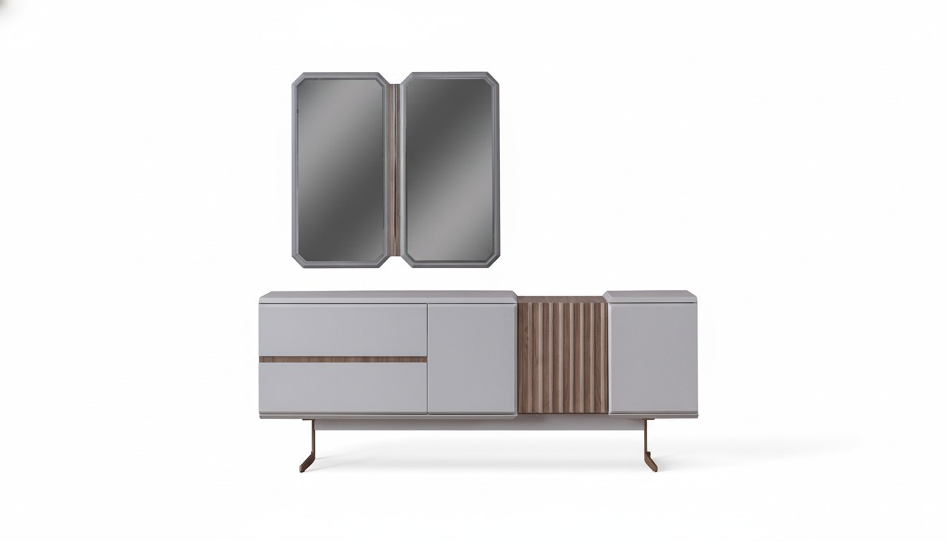 Exclusive Esszimmer Sideboard 2x Spiegel Stil Kommode 210cm Holz 3tlg