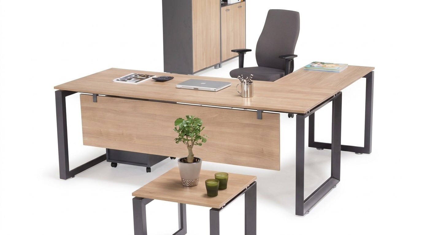 Exklusiver Eckschreibtisch Büromöbel Braun Ecktisch Arbeitszimmer Neu