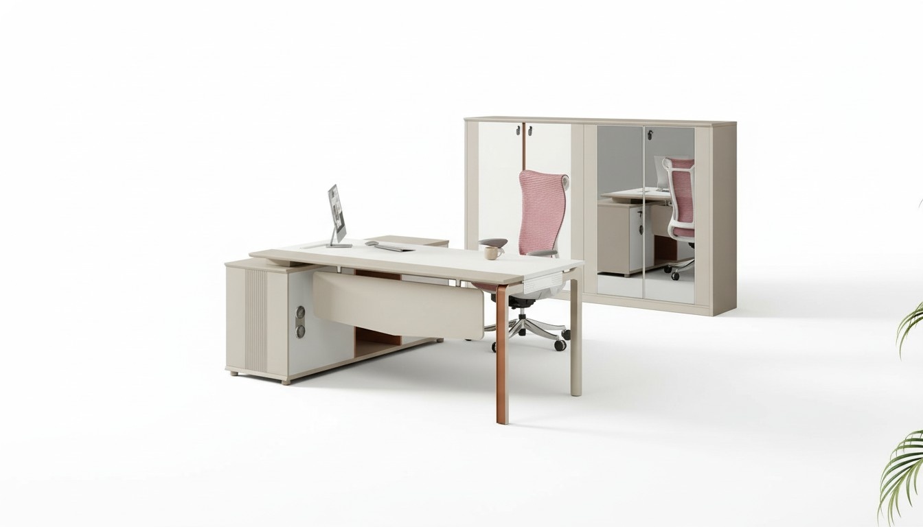 Exklusives Designer Büroset 2-teilig Schreibtisch Aktenschrank Office Schrank