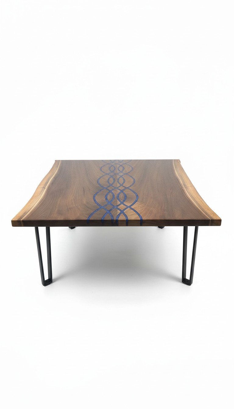 Fluss Tische Esstisch Design Tisch Moderne Meer Möbel 100x100 Epoxid Harz Ozean