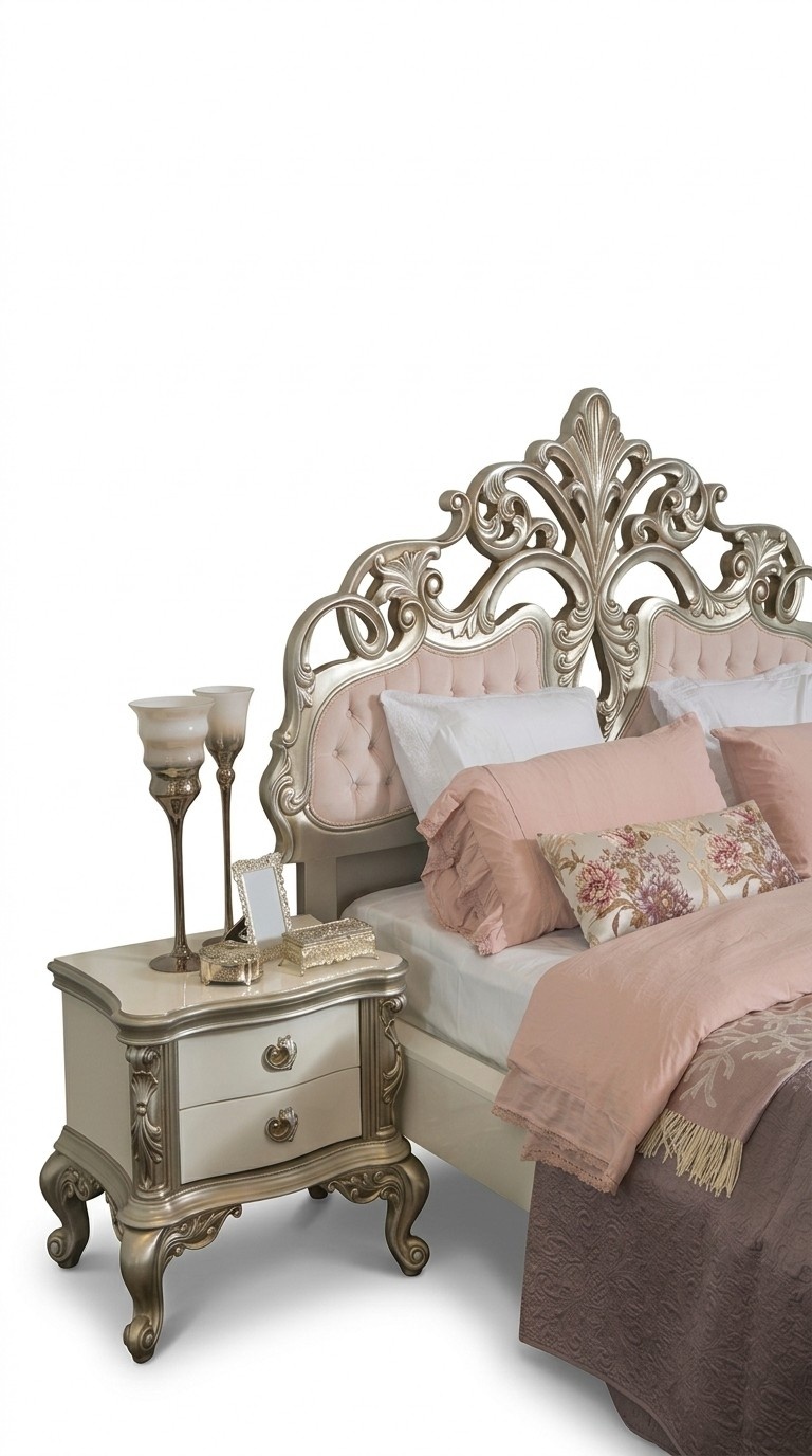 Französisches Set Konsolen Beistelltische Nachttische 2 Stück Silber