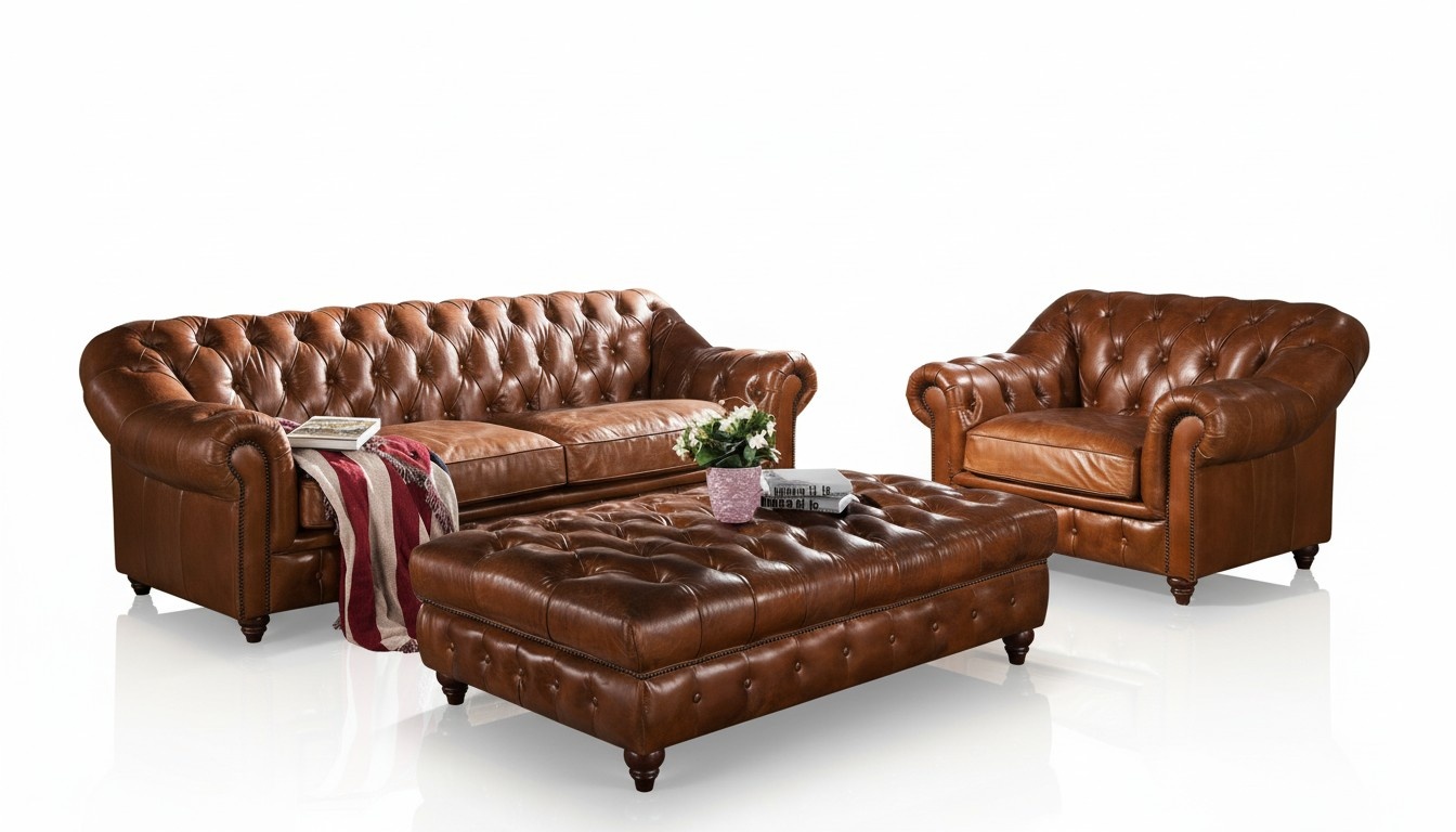 Fußhocker Club Lounge Hocker Chesterfield Textil Ottoman Design Ottomane