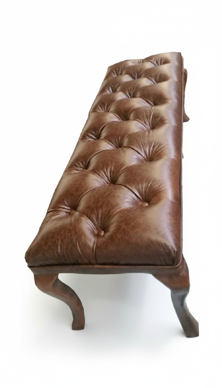 Fußhocker Hocker Chesterfield Ottoman Pufa Fußablage Polster Vollleder Neu