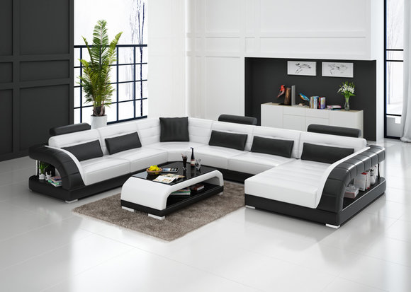 Ledersofa Couch Wohnlandschaft Ecksofa Eck Garnitur Design Modern Sofa
