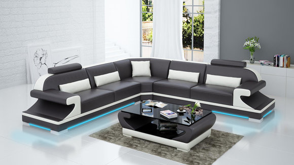 Ledersofa Couch Wohnlandschaft Ecksofa Eck Garnitur Design Modern Sofa