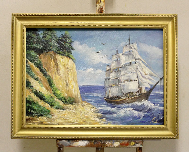 Gemälde Ölbild Bild Ölbilder Rahmen Seefahrt Schiffe Meer Ölgemälde 95786 Sofort