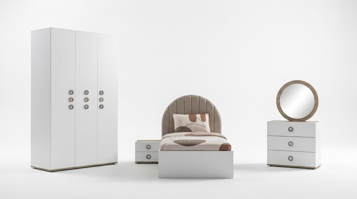 Garnitur Kinderzimmer Komplete Bett Kindermöbel Holz Weiß Set 5tlg