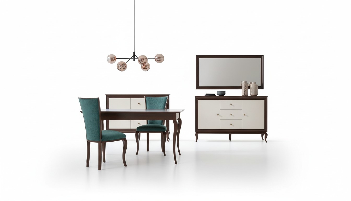 Garnitur Komplett Set Esstisch + 4 Stühle Esszimmer Gruppe Holz Tisch