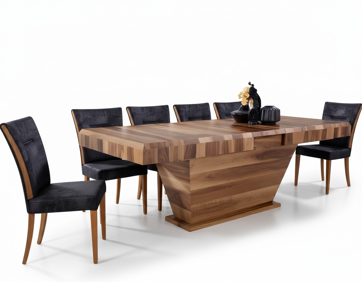 Tisch + 6Stuehle Set Garnitur Polster 7tlg Neu Designer Holz Ess Wohn Zimmer Set