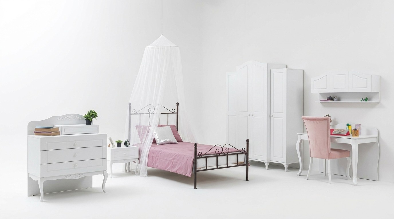 Garnitur Set Bett Nachttisch Kommode Schlafzimmer Jugendzimmer 6tlg. Möbel Neu