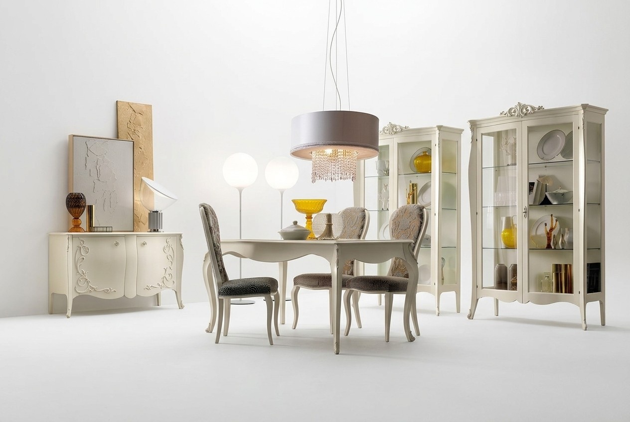 Garnitur Set Tisch 4x Stühle Stuhl Vitrine Set Kommode Essgruppe 8tlg. Esszimmer