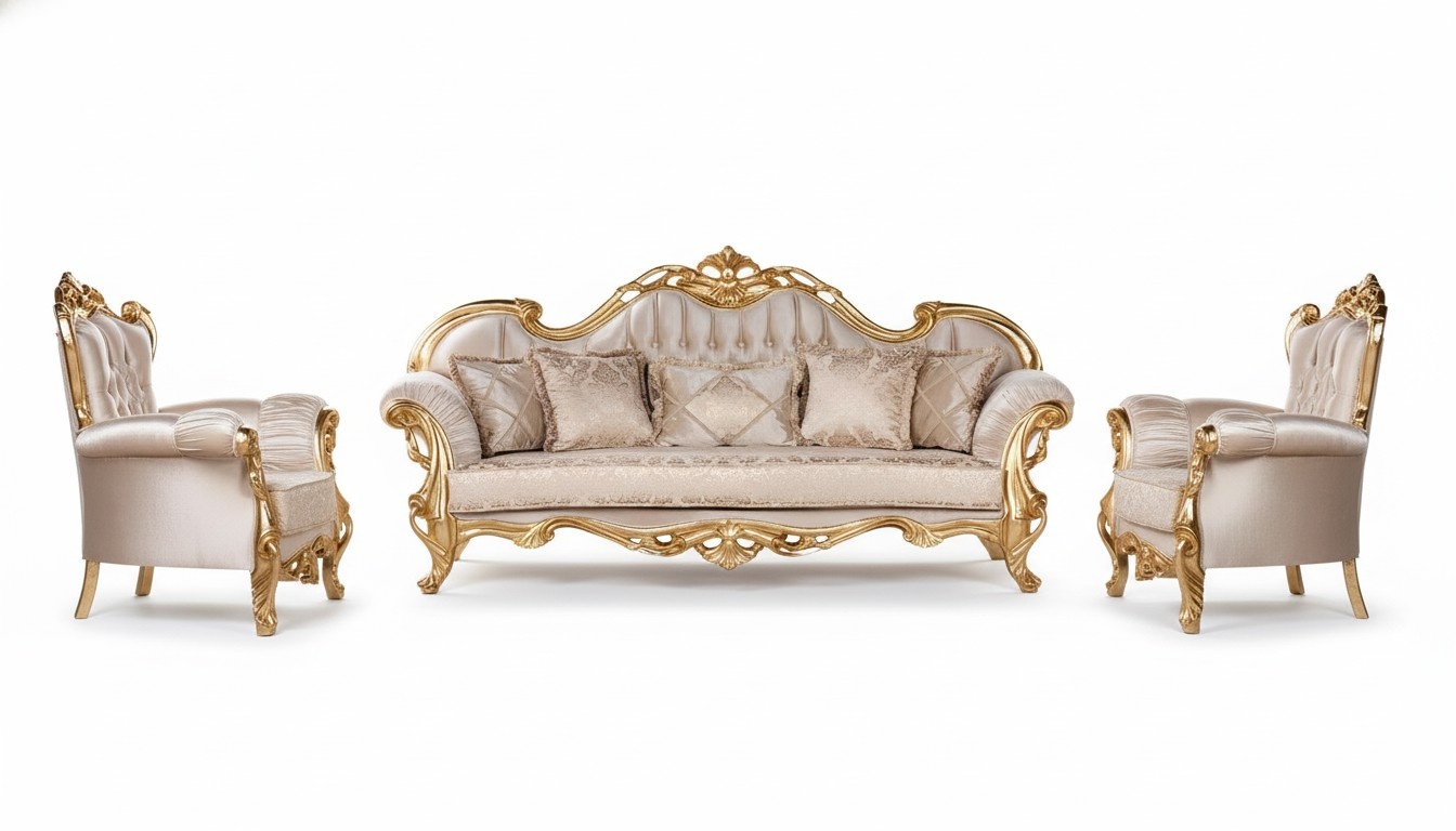 Garnitur Sofagarnitur 3+1+1 Sitzer Сouchtisch Sofa Luxus Stoff Sessel Sofas Neu