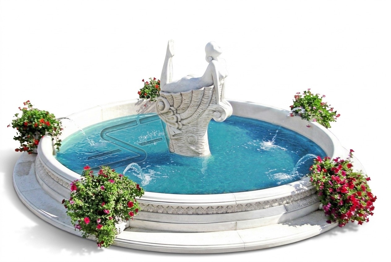Gartenfigur für "Fontaine" 192cm Teichfigur Menschen Steinguss Gartendeko