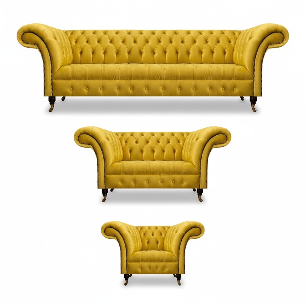 Gelbe Chesterfield Sofagarnitur Luxuriöse Sofas Sitzmöbel Polstercouchen