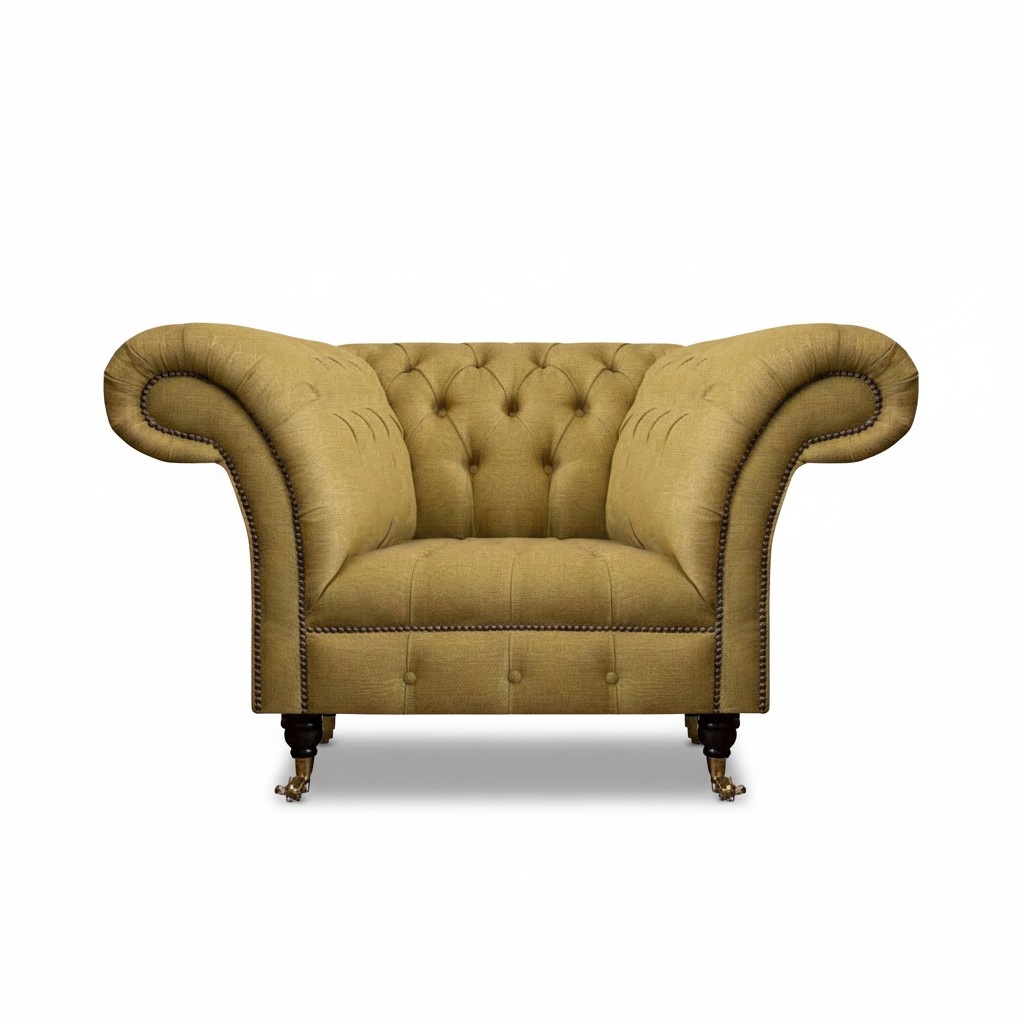 Gelber Chesterfield Einsitzer Wohnzimmer Luxus Polstermöbel 1-Sitzer