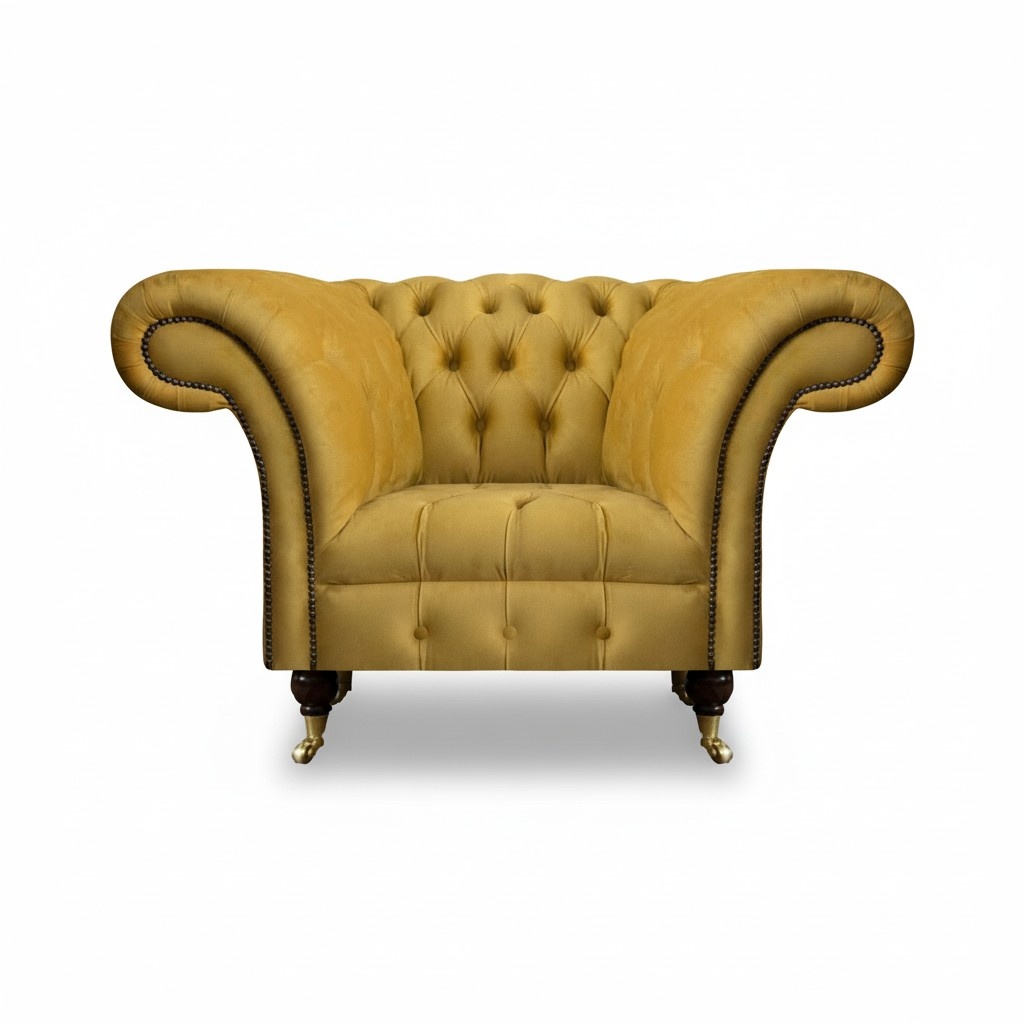 Gelber Chesterfield Sessel Luxuriöse Polstermöbel Moderner Einsitzer
