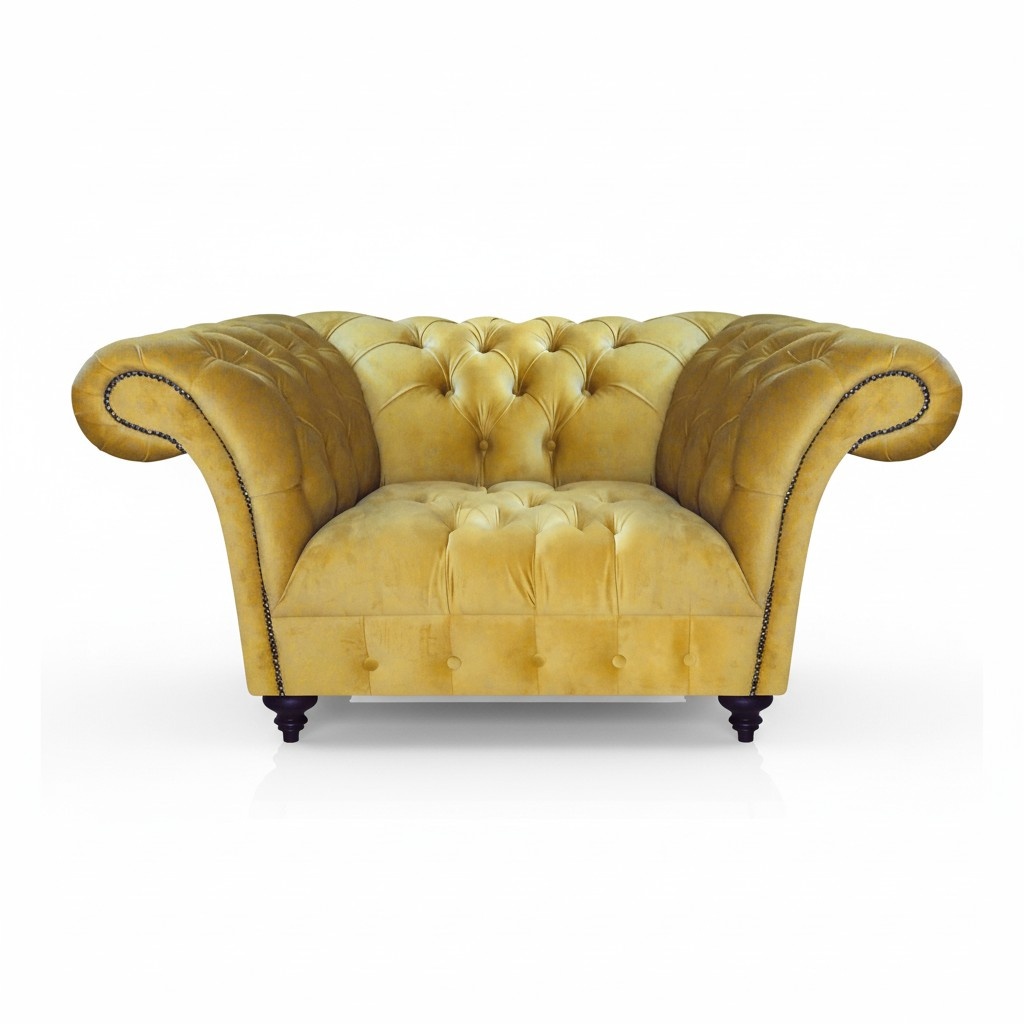 Gelber Luxus Chesterfield Einsitzer Moderner Polstersessel Lehnsessel