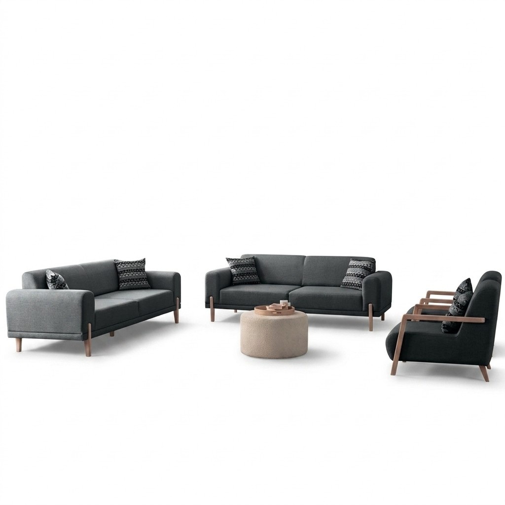 Gemütliches Interieur – Sofas und Sessel im gleichen Stil