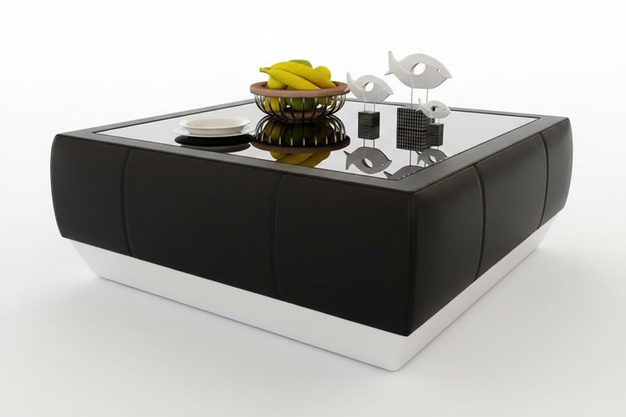 Gepolsterte Sofa Tische Schwarzer Couchtisch Glastisch Beistell Moderner