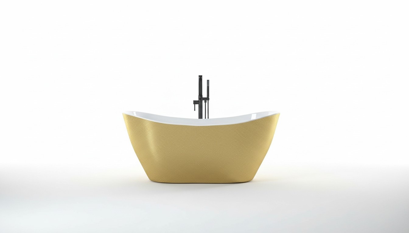 Goldene Designer Badewanne Freistehende Luxus Wanne in Gold Wannen Bad Acryl