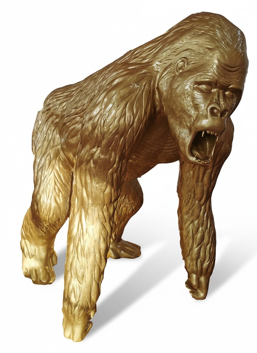 Goldene Figur Statue Gorilla Statuen Dekoration Figuren Abstrakte Skulptur