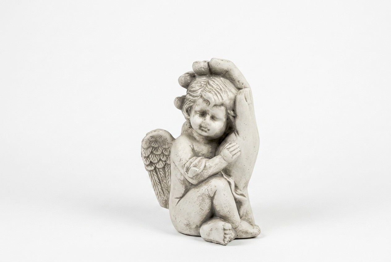 Grabengel Kreuz Grab Deko Grabschmuck Stein Dekoration Statue