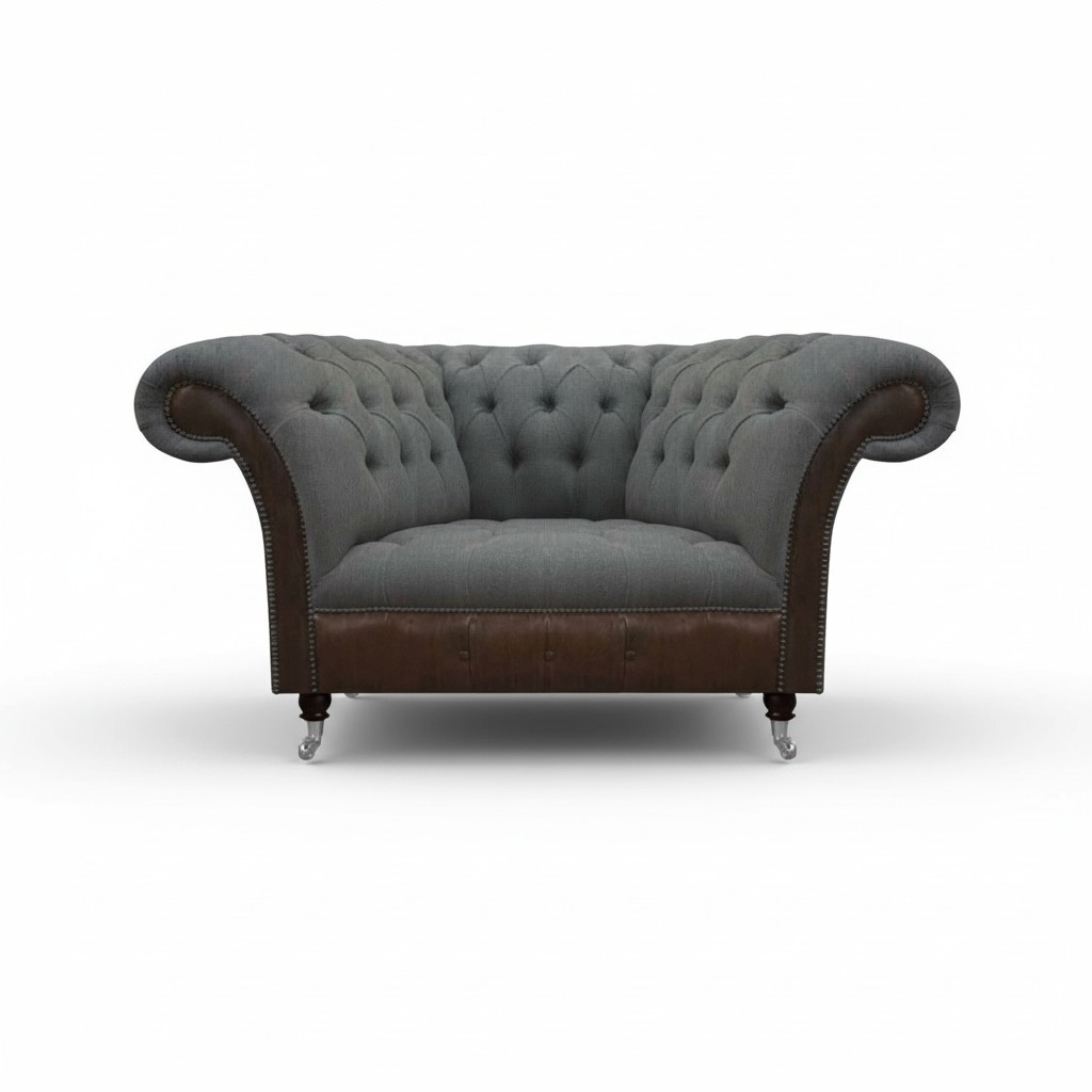 Grau-Brauner Chesterfield Sessel Designer Sitzmöbel Moderner Einsitzer