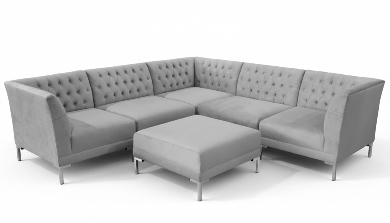 Grau Chesterfield Sofas Luxus Möbel Neu Ecksofa Hocker Grau Big Textill Stoff