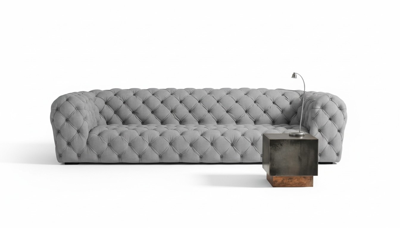 Grau Chesterfield Wohnzimmer Modern Design Couchen Sofa Möbel Stoff Big xxl Neu