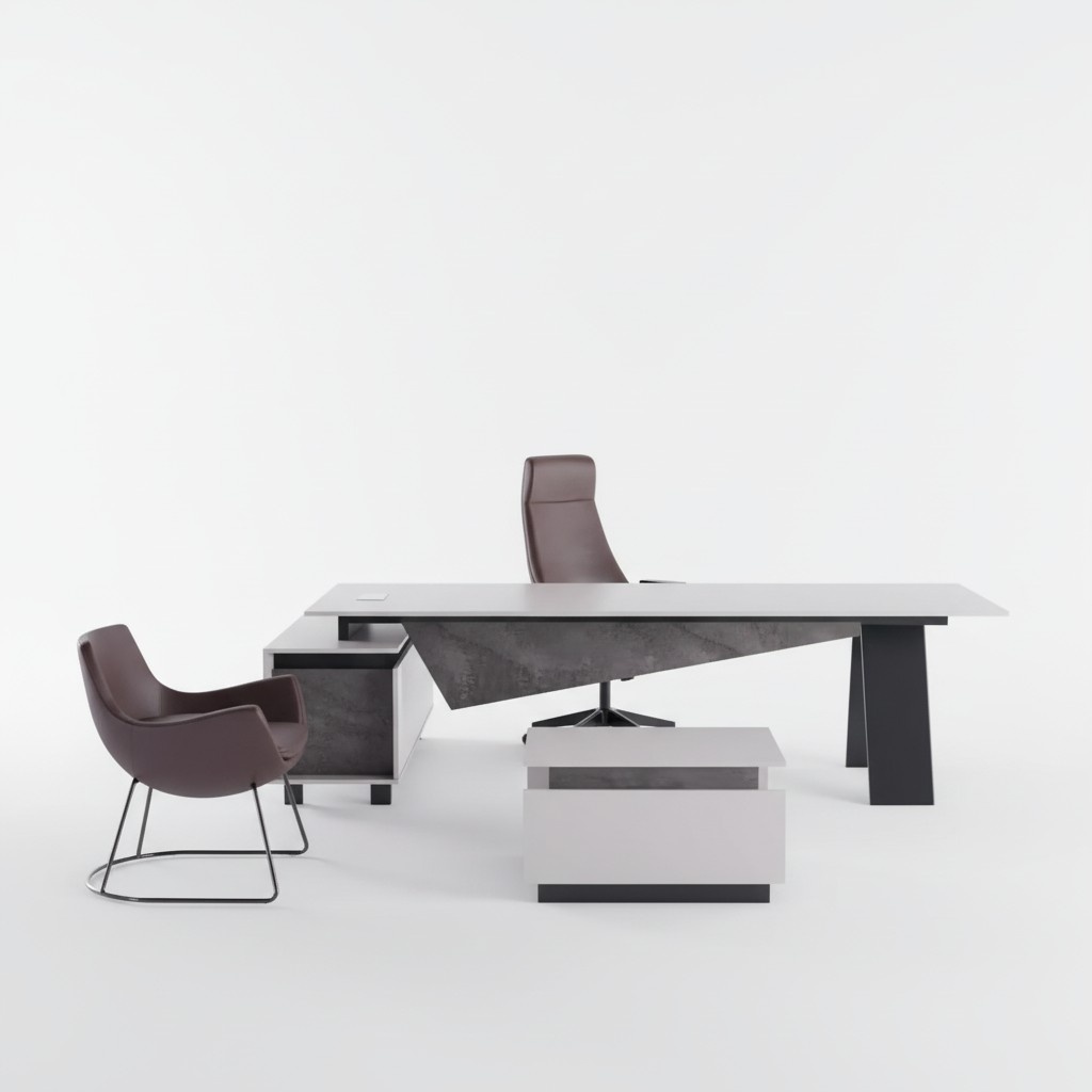 Graue Arbeitszimmermöbel Schreibtisch Sideboard Büromöbel Modern Holz