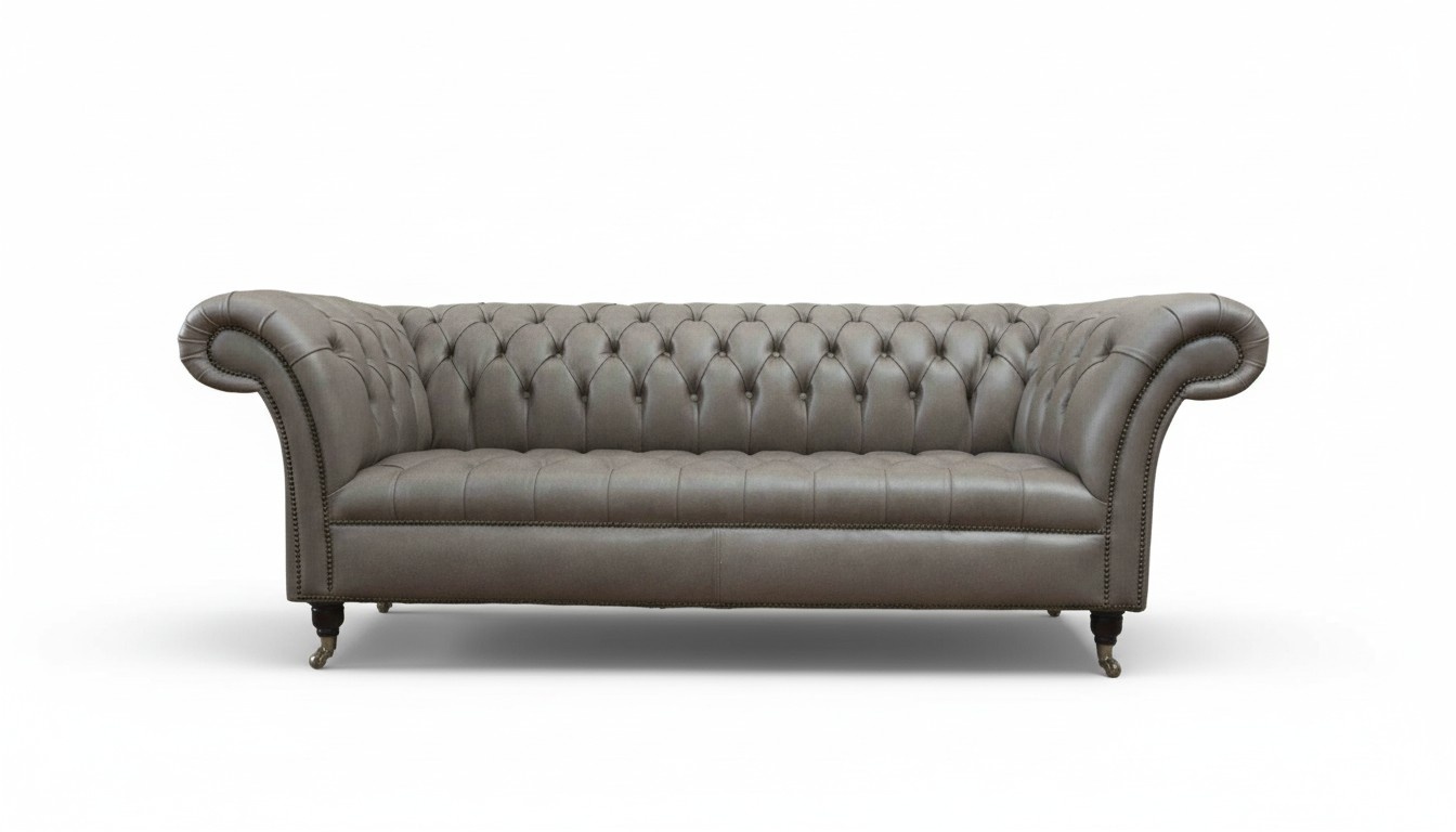 Graue Chesterfield englisch klassischer Stil Sofa Couch 3 Sitz Polster 230cm