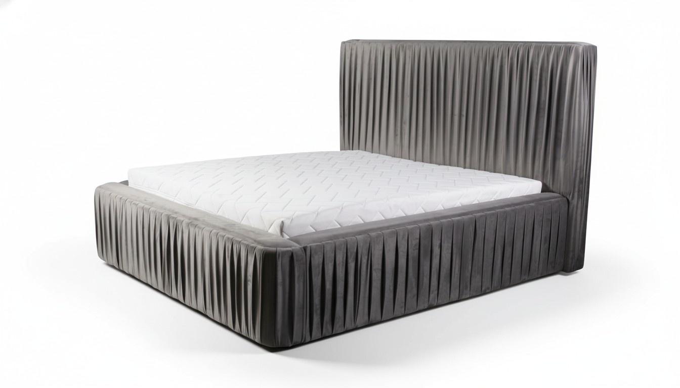 Graue Doppelschlafzimmer Holzmöbel Design elegant Stoff klassische Möbel neu-