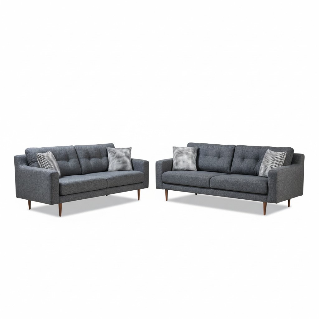 Graue Wohnzimmer Couchgarnitur Luxuriöse 2x Polstersofas Textil Möbel