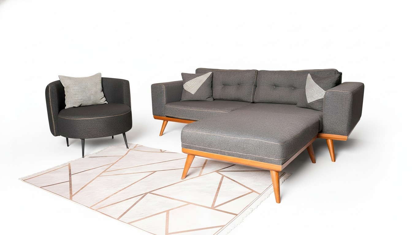 Graue Wohnzimmer Ecksofa Edle Couch Sitzgruppe Luxus Möbel Modern Sofas