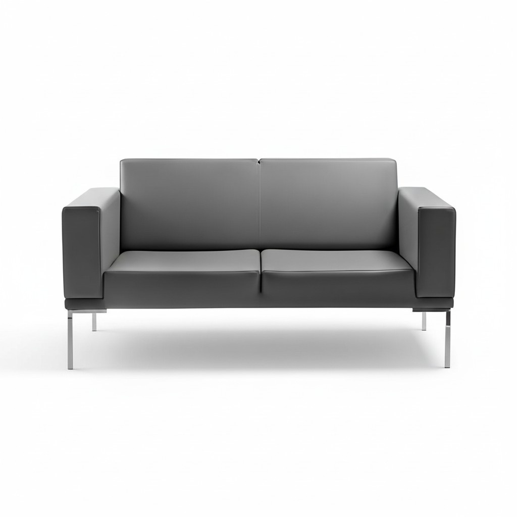 Grauer Büro Stil 2-Sitzer Designer Polstersofa Kunstleder Couchen 2-er