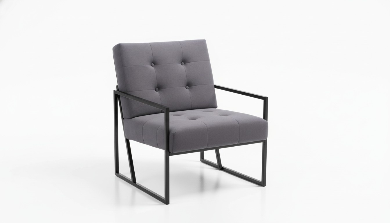 Grauer Chesterfield Sessel Holzgestell Luxus Wohnzimmer Möbel 1-Sitze