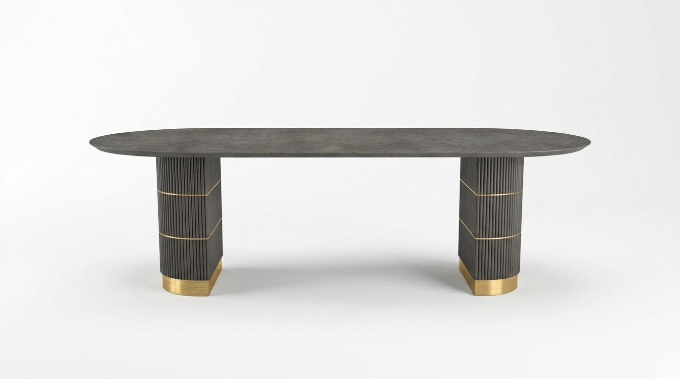 Grauer Designer Esstisch Esszimmer Möbel Mit Metallfüßen Holzgestell Tisch