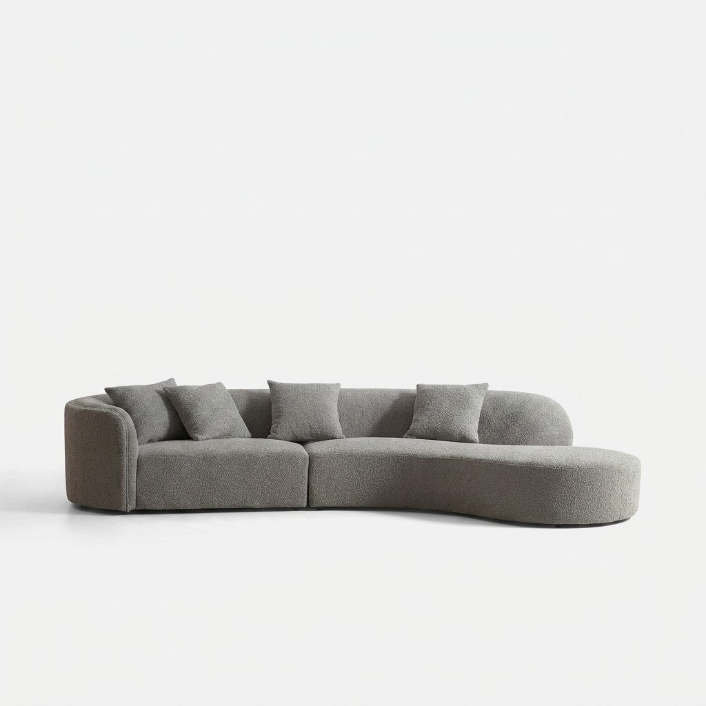 Grauer Fünfsitzer Luxus Sofa Große Wohnlandschaft Moderne Möbel